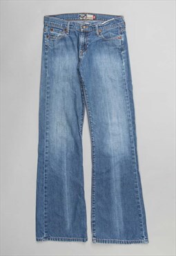 Y2k Roxy Jean washed blue denim low waist flared jeans