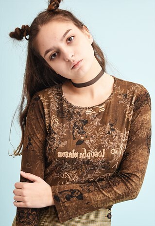Y2K MONOCHROME GRUNGE SLOGAN KITSCH TOP