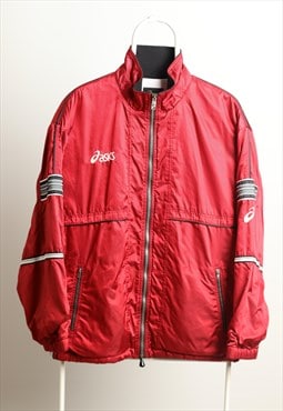 Vintage Asics Bomber Windbreaker Shell Jacket Red M