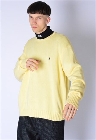 VINTAGE 90S PASTEL YELLOW KNIT RALPH LAUREN JUMPER