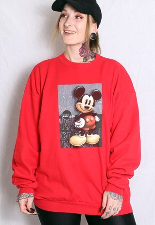 VINTAGE RED DISNEY MICKEY MOUSE SWEATER