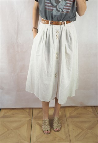 VINTAGE LINEN MIDI SKIRT
