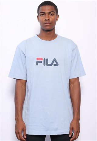 VINTAGE FILA BIG LOGO SPELLOUT T-SHIRT BLUE