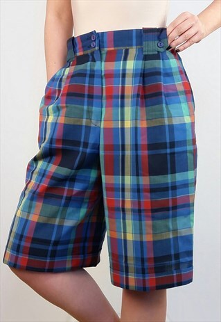 GERRY WEBER VINTAGE 80'S HIGH WAIST CHECK CULOTTES SHORTS