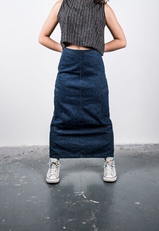 VINTAGE 1990S BLUE DENIN MAXI SKIRT