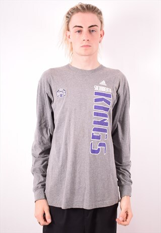 ADIDAS MENS VINTAGE KINGS TOP LONG SLEEVE MEDIUM GREY 90S