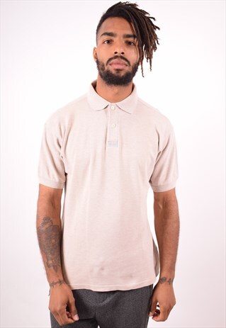 LEVI'S MENS VINTAGE POLO SHIRT MEDIUM BEIGE 90S