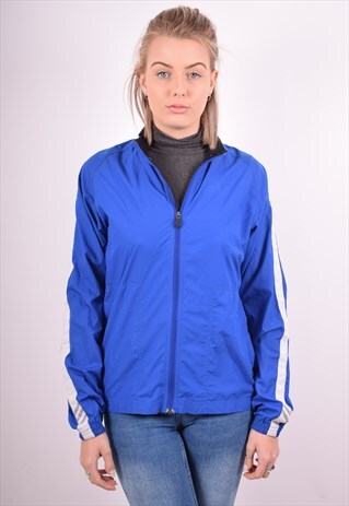 ADIDAS WOMENS VINTAGE TRACKSUIT TOP JACKET LARGE BLUE 90S