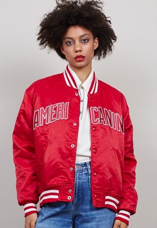 VINTAGE 80S RED AMERICANINO BOMBER JACKET