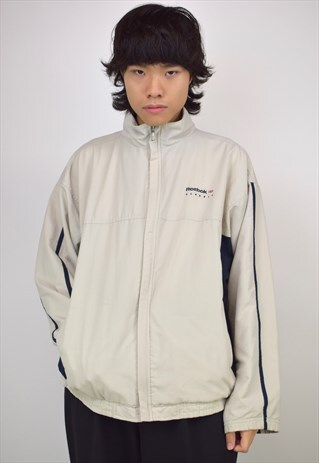 VINTAGE 90S REEBOK CREAM NAVY JACKET