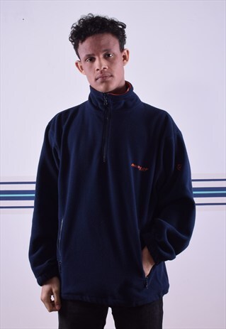 NAVY DUNLOP EMBROIDERED 1/4 ZIPPED FLEECE