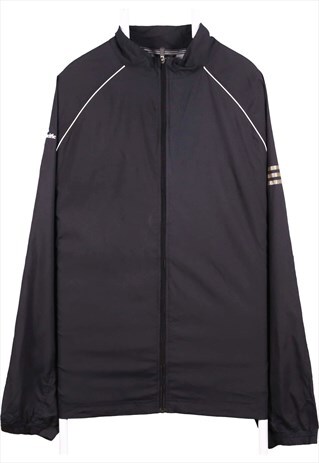 VINTAGE 90'S ADIDAS FLEECE JUMPER STRIPED SMALL LOGO BLACK