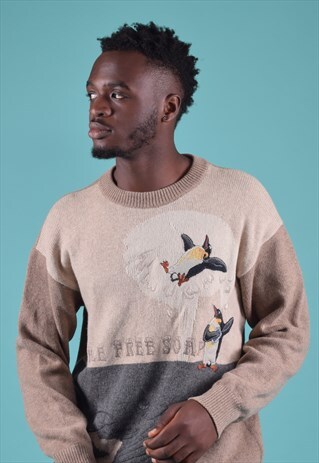 VINTAGE ICEBERG TAN EMBROIDERED SWEATSHIRT