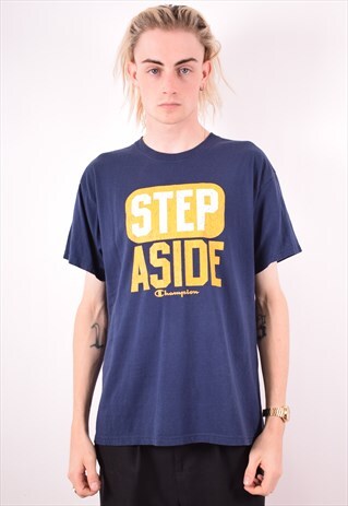 CHAMPION MENS VINTAGE T-SHIRT TOP LARGE BLUE 90S