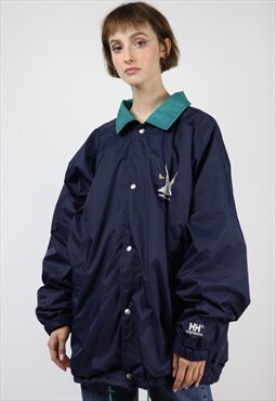 Vintage 90s Helly Hansen Windbreaker Jacket Navy Blue Large