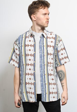 VINTAGE AZTEC PATTERNED SHIRT