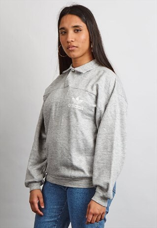 VINTAGE 90'S ADIDAS GREY COLLARED SWEATSHIRT