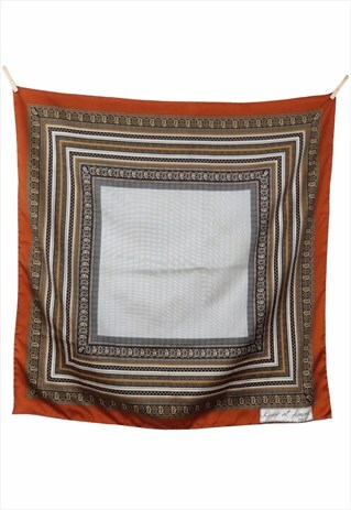 VINTAGE SCARF 70S ORANGE & BLACK ABSTRACT BANDANA