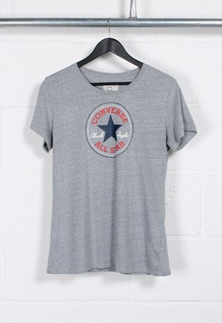 Vintage Converse T-Shirt in Grey Crewneck Logo Tee Medium
