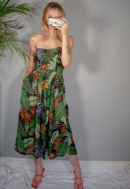 Tropical Print Midi Dress 