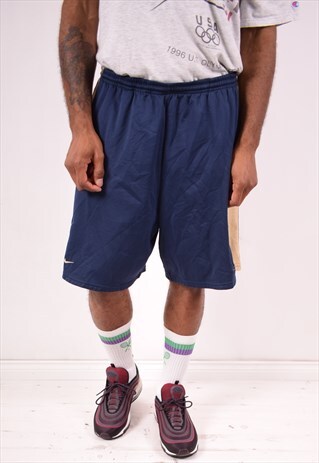 NIKE MENS VINTAGE SHORTS LARGE BLUE 90S