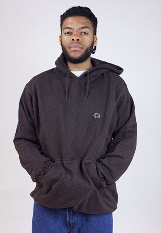 VINTAGE 90S CHAMPION DARK BROWN HOODIE