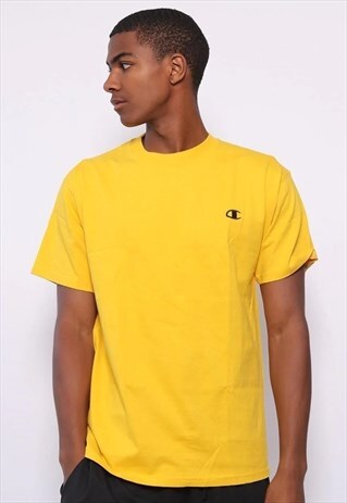 VINTAGE CHAMPION CHEST LOGO T-SHIRT YELLOW