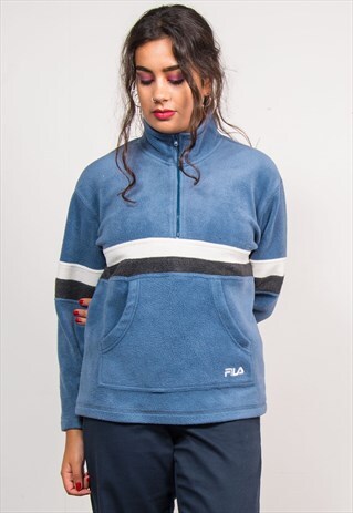 90'S VINTAGE BLUE FILA HALF ZIP FLEECE JACKET