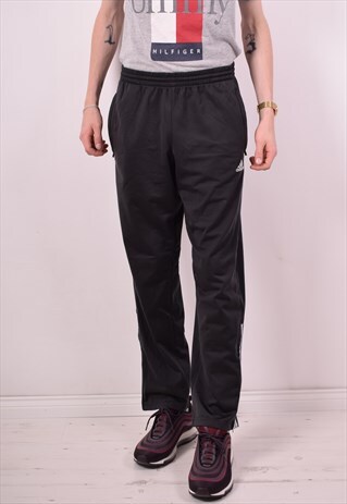ADIDAS MENS VINTAGE TRACKSUIT TROUSERS MEDIUM BLACK 90S