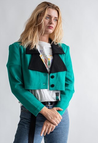 VINTAGE 80S SHORT JERSEY BLAZER