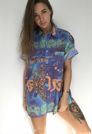PATTERNED OVERSIZED RETRO VINTAGE UNISEX FESTIVAL SHIRT