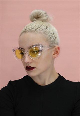 YELLOW TINTED CAT EYE SUNGLASSES