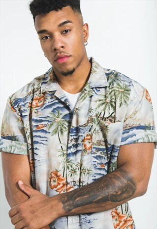 VINTAGE 80S HAWAIIAN SHORT SLEEVE SHIRT / S6827