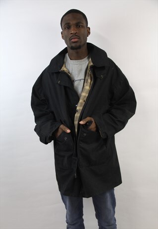 VINTAGE 90'S BLACK WAX JACKET