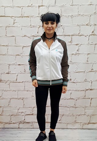 VINTAGE ADIDAS 90'S WHITE TRACKSUIT JACKET/TOP/SPORTSWEAR