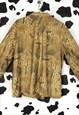 VINTAGE 90S BEIGE ABSTRACT SPOTTY FLORAL FLOWER SHIRT BLOUSE
