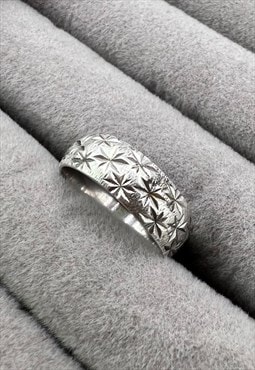 Vintage Silver Ring pinkie Band star engraved