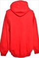 BEYOND RETRO VINTAGE RED FRUIT OF THE LOOM HOODED SPORTS SWE
