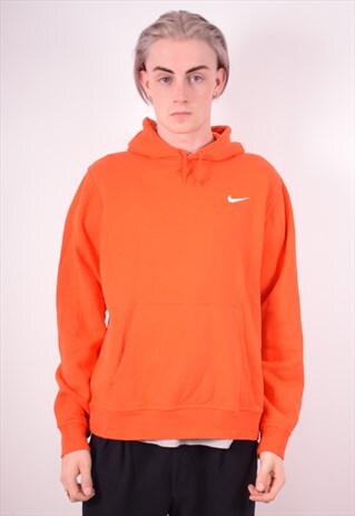 NIKE MENS VINTAGE HOODIE JUMPER LARGE ORANGE 90S
