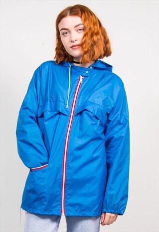 VINTAGE 90'S BLUE HOODED CAGOULE JACKET