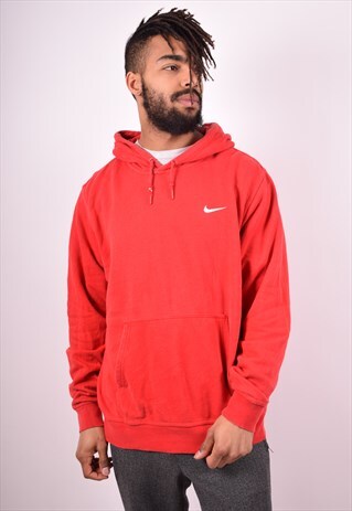 NIKE MENS VINTAGE HOODIE JUMPER XL RED 90'S