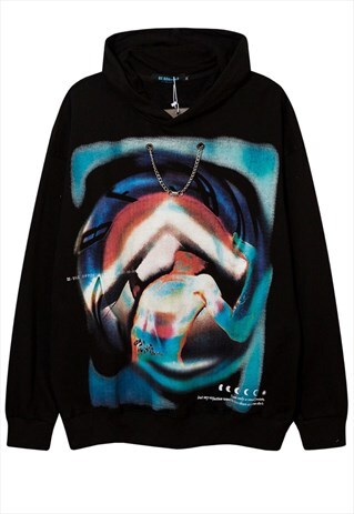 NECKLACE DECORATION ABSTRACT PRINT HOODIE