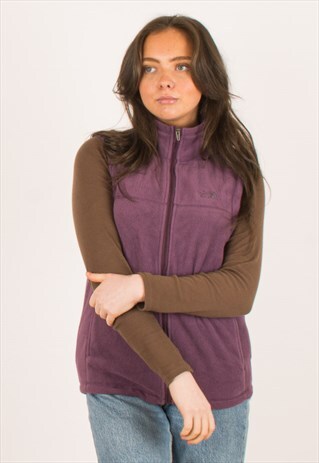 VINTAGE PURPLE NORTH FACE FULL ZIP GILET VEST FLEECE SMALL
