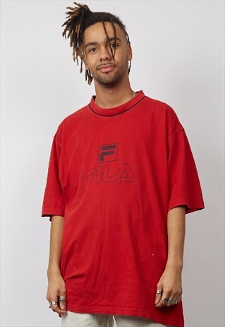 VINTAGE 90'S FILA LOGO RED T-SHIRT