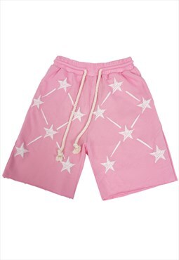 Star print board shorts premium skater pants in pink