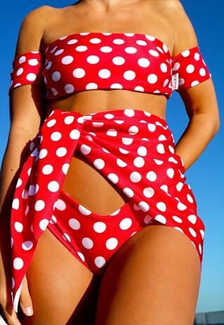 RED AND WHITE POLKA DOT PEAKINI WRAP