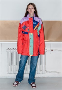 Vintage 90's retro  patched windbreaker in bright colors
