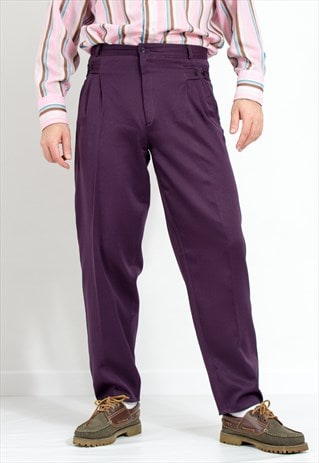 Vintage pleated pants in burgundy formal trousers