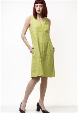 Linen Midi Green Dress by Kenzo Casual Streetwear Dress 