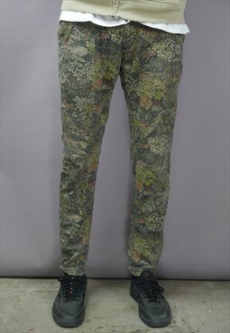 Vintage Jungle Patterned Trousers in Green